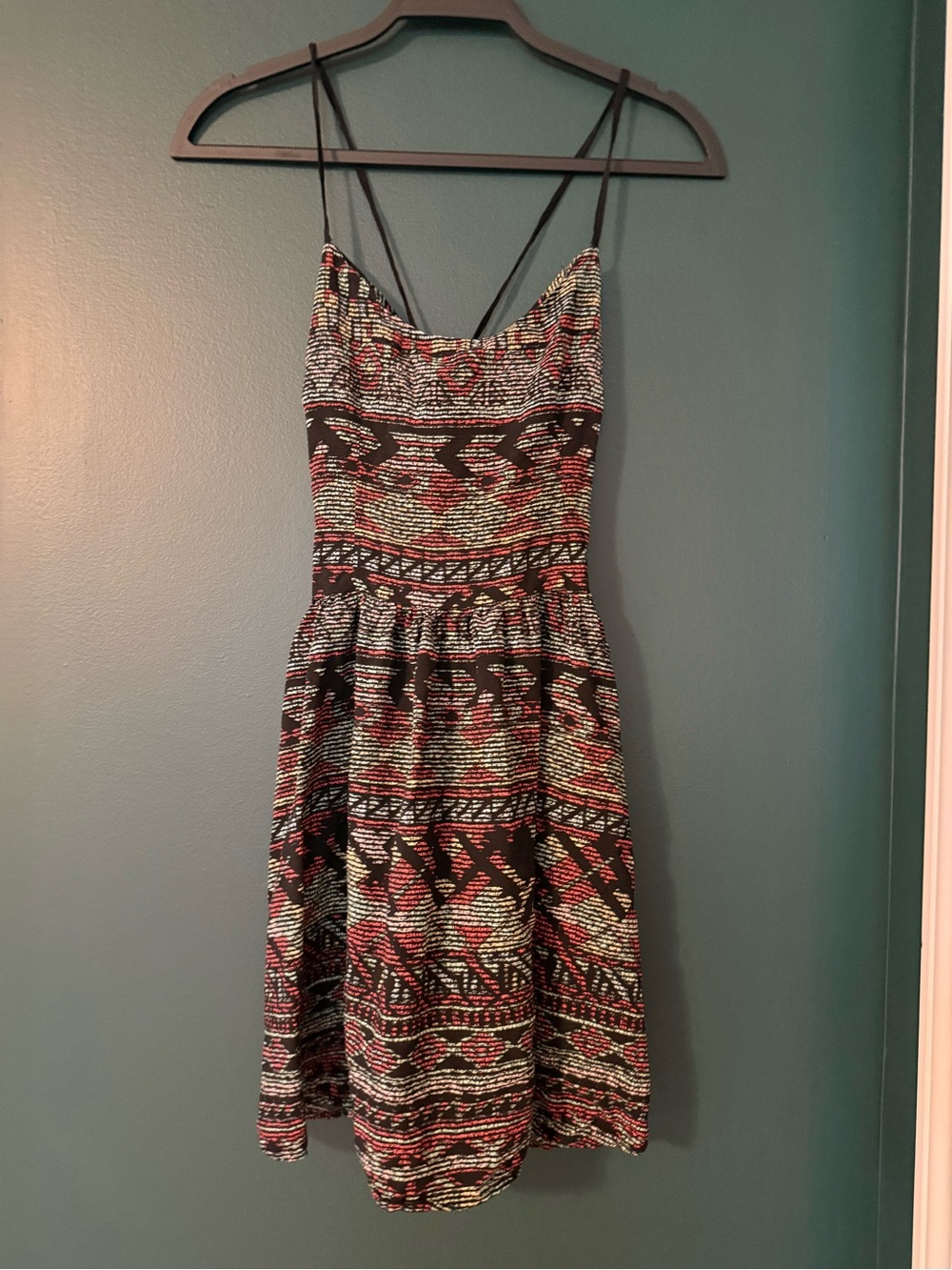 Wet Seal Black, Red and Cream Tribal Print Mini Dress